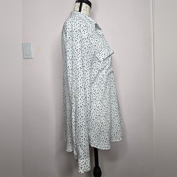 LOFT Womens Collared Button Down Speck Polka Dot & White Long Sleeve - Picture 4 of 13